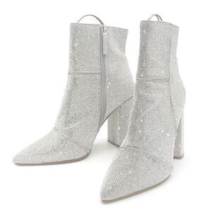 Steve Madden Noticed Rhinestone Boots Pointed Toe Block Heel Bling Boot Size 9.5